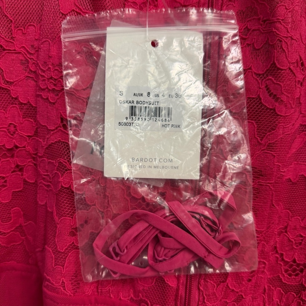 Bardot Oskar bodysuit hot pink Lace bustier top corset Revolve NWT S - Picture 10 of 10